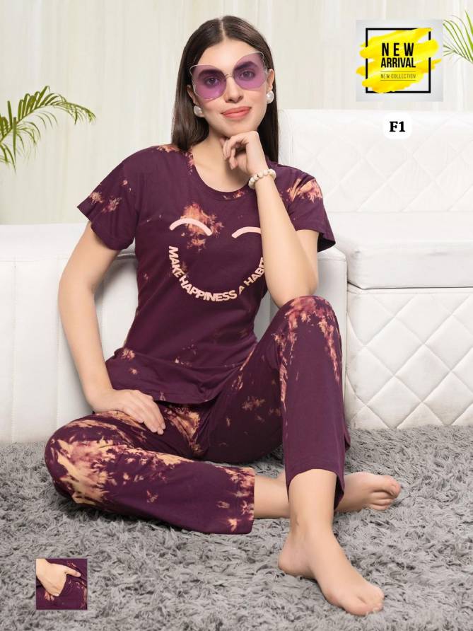 Vol F101 SD By Summer Special Printed Shinker Hosiery Cotton Night Suit Wholesale Online
